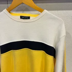 古着 M NAUTICA ノーティカ ニット セーター ボーダー 黄色 紺 白