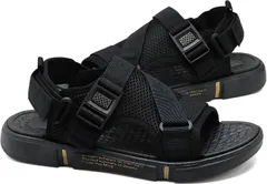 X-cross クロス フラットサンダル ストラップ メンズ 歩きやすい 黒 夏 かかと付き 屋外 外履き 調整 お洒落 大きいサイズ 蒸れない 通勤 軽量 旅行 リゾート 海水浴 プール 楽 かっこいい 脱げない (ブラック,  26.0 cm)