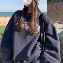 韓国風ボクシーフィットのスウェットシャツ（女性用）、落ち肩デザインで肩幅を細く見せ、汎用性が高く誰にでも合います