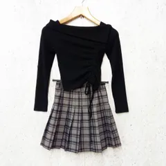 LVEU. GRL ラブユ グレイル トップス リブニット オフショル プリーツ ミニスカート ブラック グレー Fサイズ Sサイズ まとめ売り 〇◇