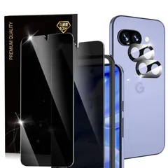 【在庫セール】【覗き見防止】 Google Pixel 9a 用 ガラスフィルム(2枚) カメラフィルム(2枚) 保護フィルム ガイド枠付き 日本旭硝子採用 硬度10H強化ガラス 指紋防止 プライバシー保護 ピクセル9a 用 レンズフィルム + 保護フィルム