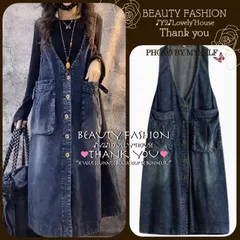 【～3L4L相当】BIGポケット+前開きデニムワンピース/ジャンパースカート