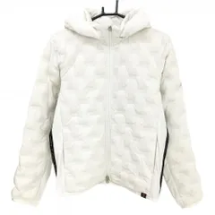 【超美品】ニューバランスゴルフ 2WAYダウンジャケット 白×黒 サイドロゴライン 凹凸生地 レディース 2(L) ゴルフウェア New Balance