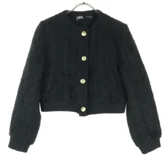 ZARA ザラ 長袖 ツイードジャケット M ブラック レディース 古着