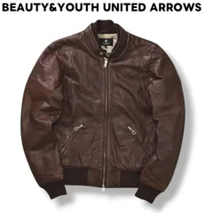 極美品】BEAUTY&YOUTH UNITEDARROWS ライダース　シングル シープレザー シングル ライダース ジャケット（ライダースジャケット