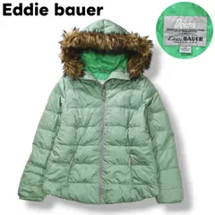 エディーバウアー Eddie bauer EB550FP プレミアムグースダウン ジャケット フードファー パーカー ショート丈 アウター ブルゾン L エメラルドグリーン レディース ♪
