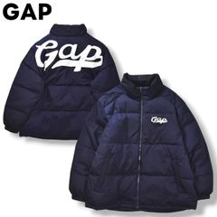 極美品 GAP ギャップ バックロゴ ダウンジャケット L ネイビー - メルカリ