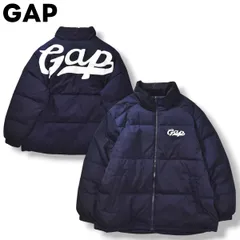 【極暖】 ギャップ GAP キルティング ダウン ジャケット ブルゾン ジャンパー ジップアップ バックプリント ロゴ入り XL ネイビー ルーズ ビッグシルエット オーバーサイズ アメカジ ストリート メンズ