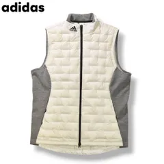 アディダス adidas フロストガード FROSTGUARD キルティング ダウン ベスト 切替 ジャンパー ウィンドブレーカー L ホワイト x グレー ゴルフ スポーツ カジュアル ウェア メンズ