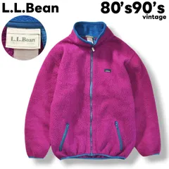 【希少】 80s 90s ヴィンテージ エルエルビーン L.L.Bean ボア フリース ジャケット ジップアップ カタディン ロゴ ブルゾン ジャンパー L相当 パープル アウトドア カジュアル ウェア レディース ♪