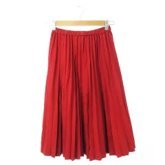 アーバンリサーチ URBAN RESEARCH スカート プリーツ ミモレ ロング シャリ感 さらさら ボリューム 光沢感 F 赤 レッド ワイン /CK21