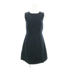 ジルスチュアート JILL STUART ワンピース ミニ ノースリーブ ウール タック スクエア ドット 小さいサイズ 0 紺 ネイビー /AH5