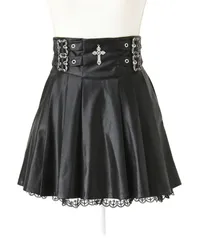 夢展望公式 [新品未使用] 十字架レザーベルトスカート [ブラック] 他カラー別ページ有 dearmylove スカート フレア（ミニ） 535919-01