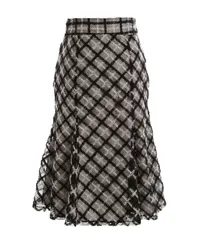 夢展望公式 [新品未使用] 大ツイードチェックマーメイドｓｋ [ブラック] 他カラー別ページ有  スカート マーメイド（ロング） 535931-02