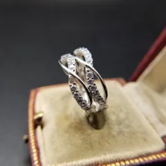 ウェーブ クロス 透かし キュービックジルコニア 925 シルバー ヴィンテージ リング 銀 指輪 クラシックエレガント YND17