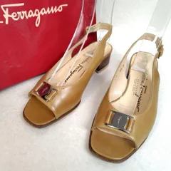 Salvatore Ferragamo フェラガモ サンダル 4.5D 21.5cm スリングバック チャンキー オープントゥ スクエア