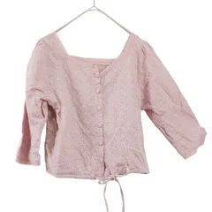 F【 超美品 | Heather / ヘザー 】ナチュラル くすみピンク レースブラウス 七分袖 前開きブラウス トップス 春夏 S304 23E3164