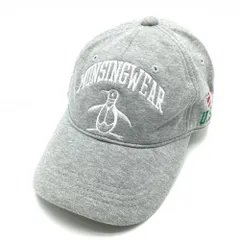 【美品】マンシングウェア キャップ グレー×白 ロゴ刺しゅう 星条旗 F(55～59cm)   ゴルフウェア Munsingwear