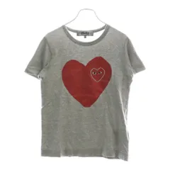 PLAY COMME des GARCONS (プレイコムデギャルソン) AD2023 ハートプリント クルーネック 半袖Tシャツ カットソー グレー レディース YZ-T025