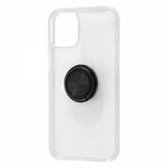 iPhone 12mini ケース ブラック TPUソフトカバー リング付 回転 衝撃吸収 落下 スタンド シンプル RT-P26TC30-BM