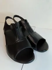 新品 25.5cm ブラック サンダル オープントゥ ミュール ウェッジソール