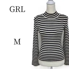 ★美品 GRL グレイル ボーダー柄 ブラック アイボリー 長袖 ニット・セーター M HMR102-29