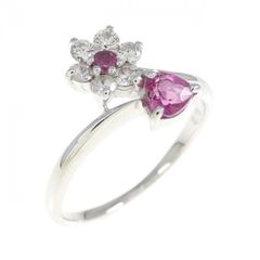 ピンクサファイア0.95ct ダイヤ0.10ct Pt900 フラワーリング - メルカリ