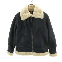 ALPHA INDUSTRIES INC アルファインダストリーズ フェイクムートン フライトジャケット M ブラック系 裏ボア レディース 古着