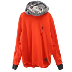 adidas アディダス ランニング 長袖 クライマヒート パーカー XO オレンジ 裏起毛 メンズ 古着