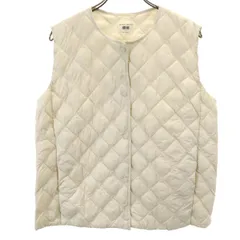 UNIQLO ユニクロ パフテック キルティング ベスト L 生成り 中綿 ウォームパデッド 収納袋付き レディース 古着