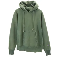 Champion チャンピオン USA製 長袖 リバースウィーブ スウェットパーカー M カーキ 裏起毛 レディース 古着