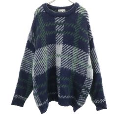 FREAK'S STORE フリークスストア 総柄 長袖 セーター L ネイビー ニット メンズ 古着