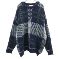 FREAK'S STORE フリークスストア 総柄 長袖 セーター L ネイビー ニット メンズ 古着