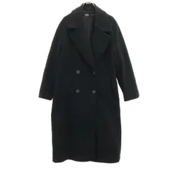 ZARA ザラ ダブルブレスト チェスターコート XS ブラック レディース 古着
