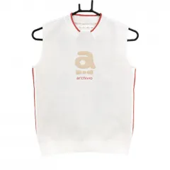 【超美品】アルチビオ ニットベスト 白×レッド 背面透かし編み フロントロゴ  レディース サイズ表記なし ゴルフウェア archivio