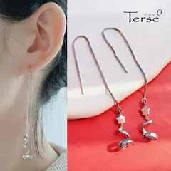 Terse 可愛い　アブストラクト　クリスマスツリー　アメリカンピアス　チェーン　ポップになりがちな樹木モチーフをシンプルに仕立てました　モチーフの頂点には星を添え、華やかさを増しています　レディース シルバー925 おしゃれ 大人可愛い se0299a