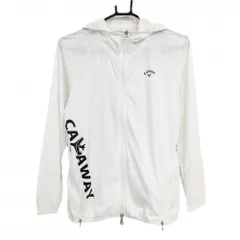 【美品】キャロウェイ ジップパーカー 白×黒 ロゴプリント ダブルジップ 薄手 レディース M ゴルフウェア Callaway