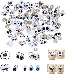 ドナリー ぬいぐるみ 目 パーツ 60個セット 6種類 ワッシャー付き 差し目 ドールアイ 人形用 編みぐるみ 手芸 ハンドメイド 大きめサイズ 楕円形 (6種類セット（まん丸・くっきり・つぶら・ねむ)