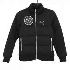 【美品】プーマ ダウンジャケット 黒×白 胸ロゴ レディース S ゴルフウェア PUMA