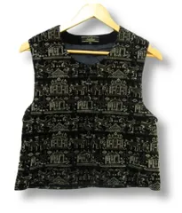 ◇☆【極美品】レリアン Leilian ベロア 総柄刺繍 おしゃれなベスト 黒 ブラック ベージュ レディース Mサイズ9 秋冬春用■管理番号L29667AWS26-251222-50（198）
