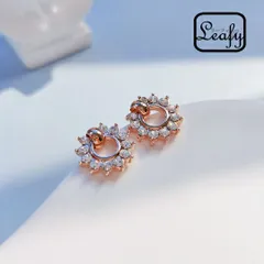 Leafy キラキラサークルピアス 雪の結晶のように耳元を美しく演出してくれます♪エレガントな印象に。 ピンクゴールド　（pink gold）【定形外・メール便対応】☆☆フォーマルにも♪女子会・デートにも☆アナと雪の女王x04522apg