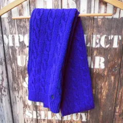 【Ralph Lauren】ラルフローレン ラムウール ケーブル編み ニットマフラー 無地 紫