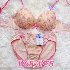 ブラショーツ セット売り 下着上下 下着 D65 D75 フリル 花柄 刺繍 夢かわ 姫系 キュート ピンク