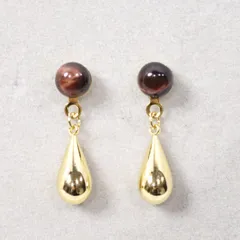 レッドタイガーアイ 6mm 天然石 滴 デザインピアス