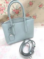 ケイトスペード　ニューヨーク　 kate spade 　ハンドバッグ　ショルダーバッグ　　マルゴー 　ミディアム　 サッチェル　ライトブルー系　レザー　革　取り外し可能ショルダーストラップ付