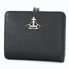 新品 ヴィヴィアンウエストウッド Vivienne Westwood 二つ折り財布 小銭入れ付 がま口 コンパクト レディース サフィアーノ ブラック 5115002YW L001N BLACK