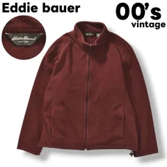 【定番】 00s ヴィンテージ エディーバウアー Eddie bauer フリース ジャケット ジップアップ ジャンパー 刺繍 ロゴ M ボルドー アウトドア アメリカン カジュアル ウェア メンズ