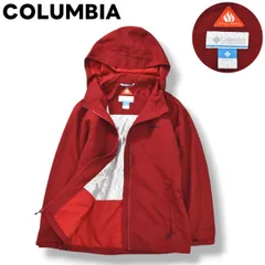 【高機能】 コロンビア COLUMBIA オムニヒート OMNI－HEAT レイクパウェル ジャケット ジップアップ ナイロン マウンテン パーカー ジャンパー 裏起毛 L レッド アウトドア ウェア レディース ♪