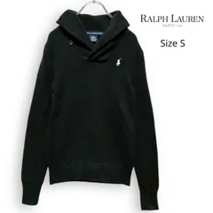 A25120/ RALPH LAUREN ラルフローレン ショールカラー コットン ニット セーター レディース ブラック S