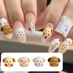 【30個セット】かわいい浮き彫りハッピードッグ ネイルチャーム ネイルデコレーション ネイルアート アクセサリ